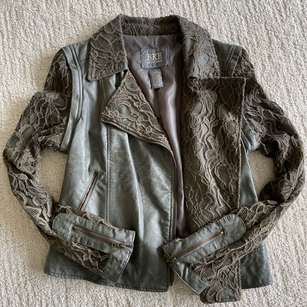BKE jacket - size small. In like new condition. Lace and leather look!